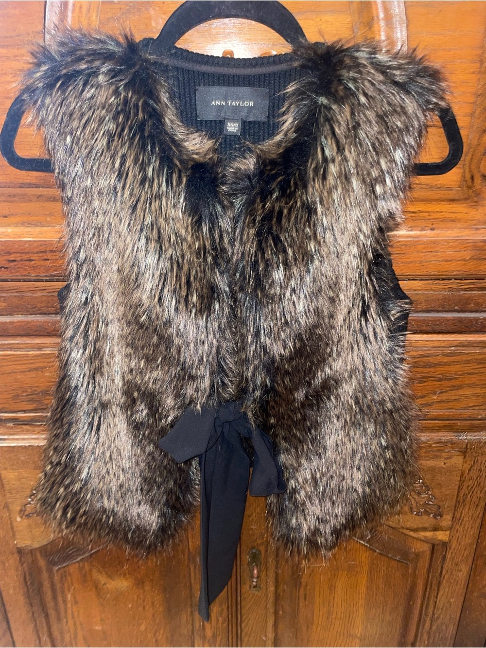 Ann Taylor Faux Fur Brown Vest - Women's Jacket, XS/S